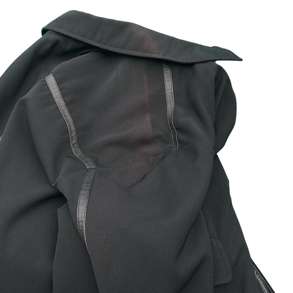 Claiborne Mens Full Zip Quilted Lined Jacket Black Faux Leather Trim Lrg *as is